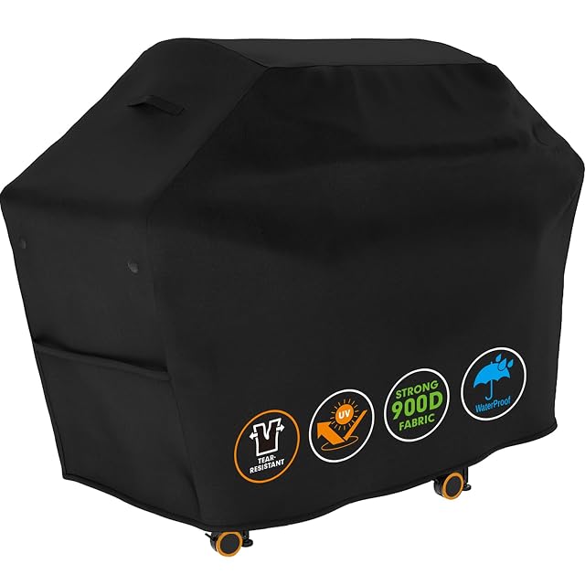 Tuyeho 65 inch black 900D heavy duty gas barbecue cover with side straps