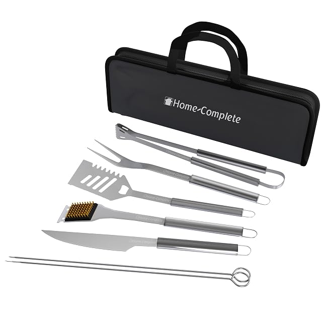 Home-Complete BBQ grill tool kit 7-piece set with carrying case