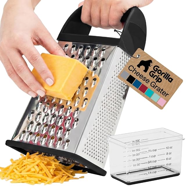 Gorilla Grip XL four sided stainless steel cheese grater in black