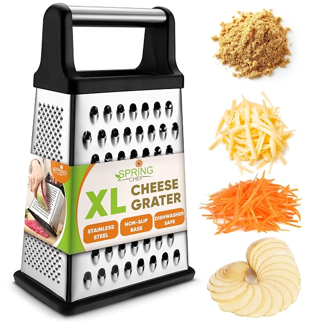Spring Chef stainless steel XL cheese grater for kitchen in black