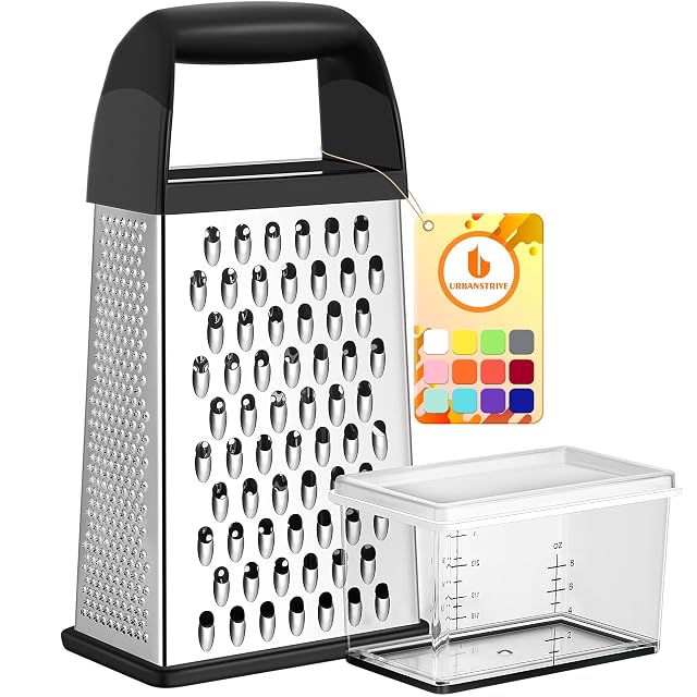 Urbanstrive stainless steel box grater with detachable container in black