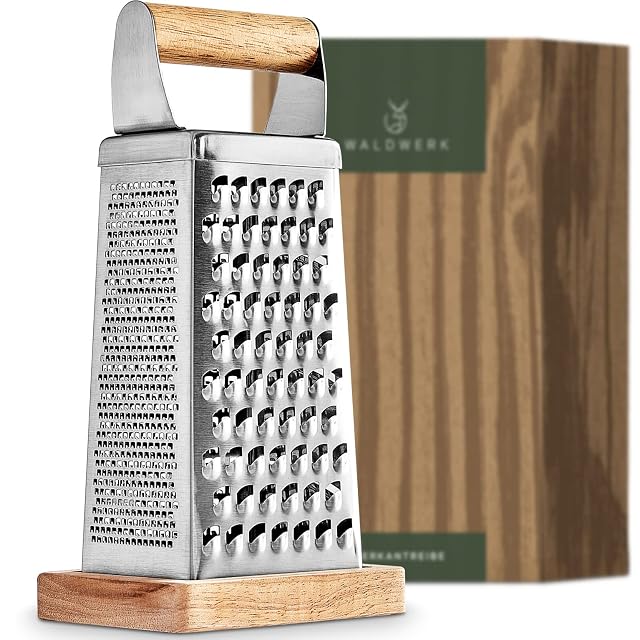 WALDWERK etched-blade stainless grater with wooden tray