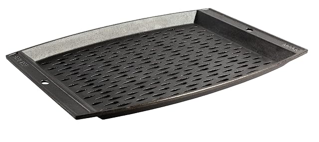 Lodge pre-seasoned cast iron rectangle grill topper 15 inch with teardrop perforations