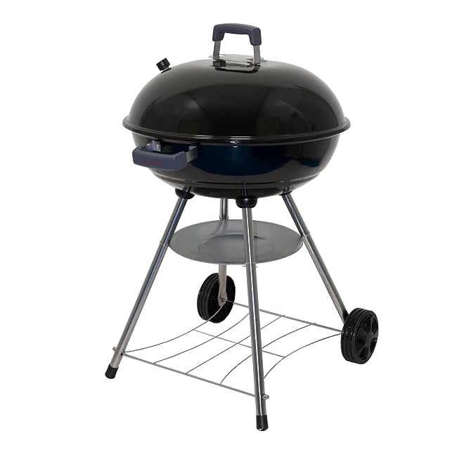 Megamaster 22 inch charcoal kettle grill with adjustable air vent and storage rack