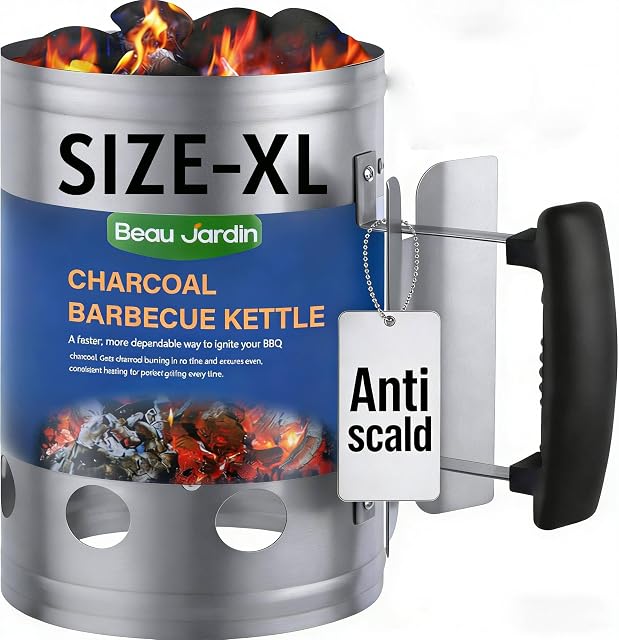 BEAU JARDIN charcoal chimney starter large capacity in galvanized steel