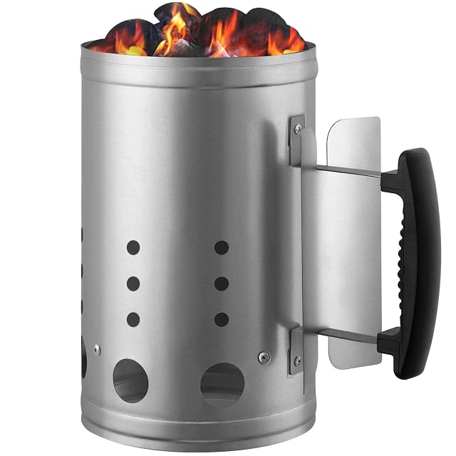 CADARA charcoal chimney starter BBQ grill lighter in galvanized steel