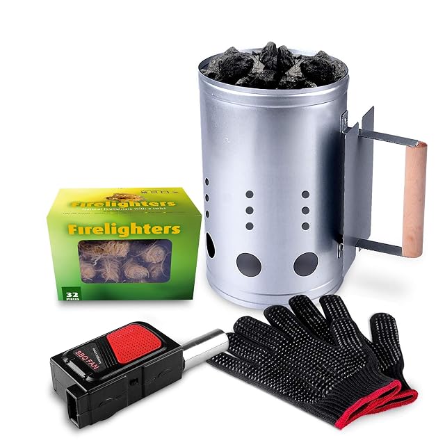 homenote charcoal chimney starter kit with blower and fire cubes