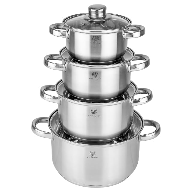 KARL HAUSMANN 4-piece stainless cookware set with lid thermometers