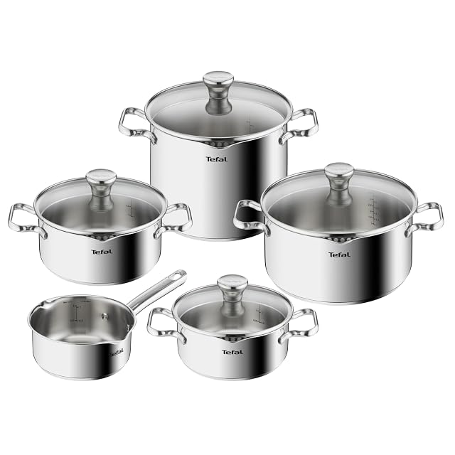 Tefal Duetto 9-piece stainless steel cookware set