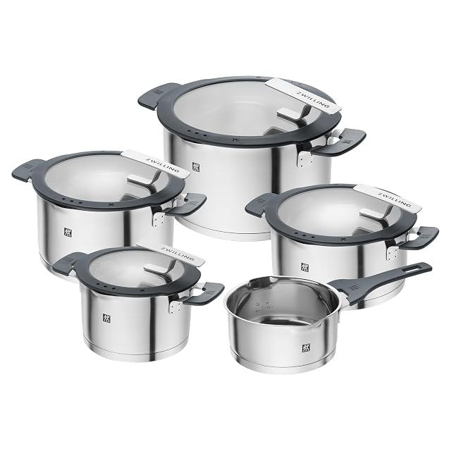 ZWILLING Simplify 5-piece cookware set with integrated strainer lids