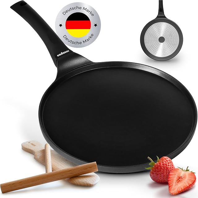 endusor 26 cm crêpe pan with beech spreader and spatula