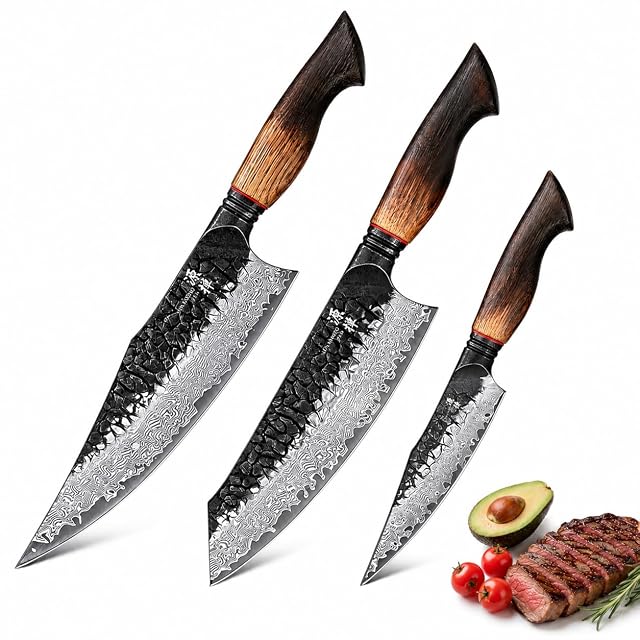 Minamoto Zen OKAMI Damascus knife set