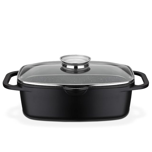 GSW Gourmet Granit cast aluminum roaster with lid