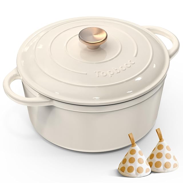 Topbooc 26 cm 5 liter enamelled cast iron Dutch oven