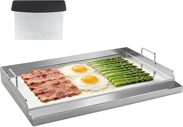 COZEER 23x16 inch nonstick stainless steel griddle flat top plate insert with grease groove