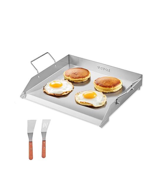 VEVOR stainless steel griddle plate 18x16 inch flat top rectangular for gas grill