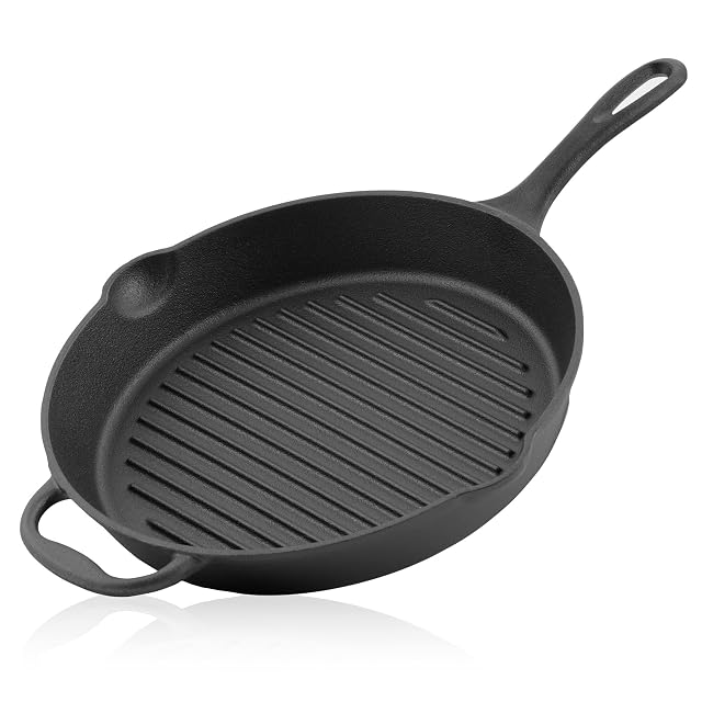 BBQ-Toro 34 cm ribbed cast iron grill pan