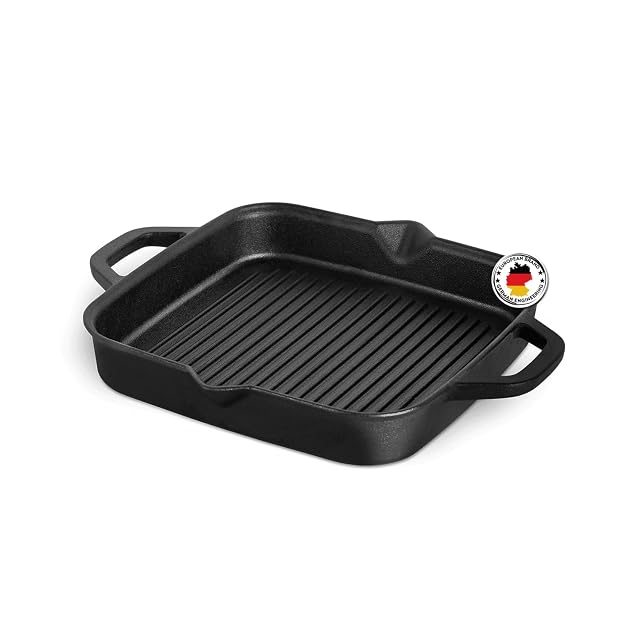 BURNHARD 946105 30 cm pre-seasoned cast iron grill pan