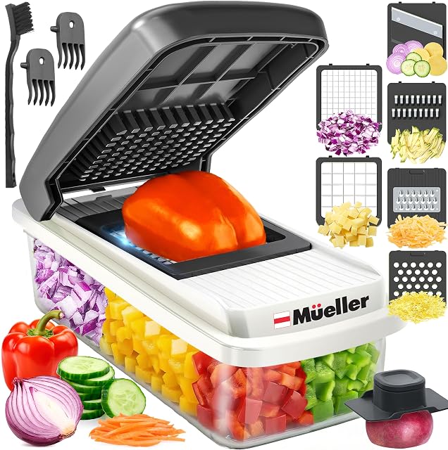 Mueller vegetable chopper mandoline slicer with container and dicer