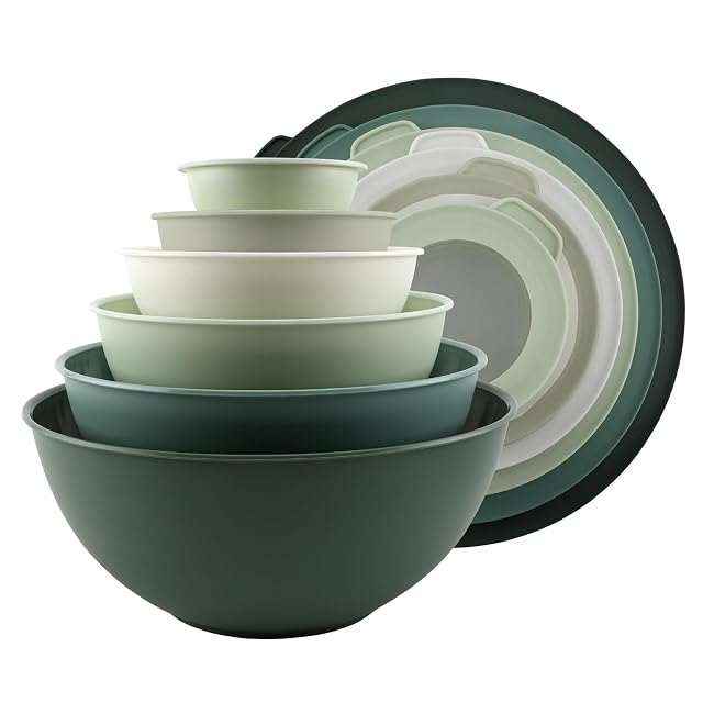 Cook With Color mixing bowls with TPR lids 12 piece plastic nesting set