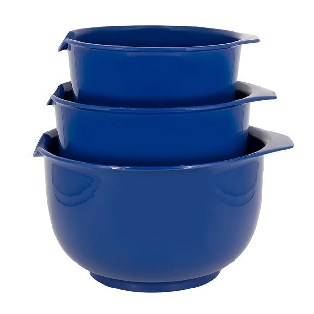 Glad mixing bowls with pour spout set of 3 nesting design in blue