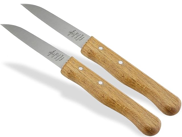InstrumenteNrw Solingen 2-piece paring knives with beech handles