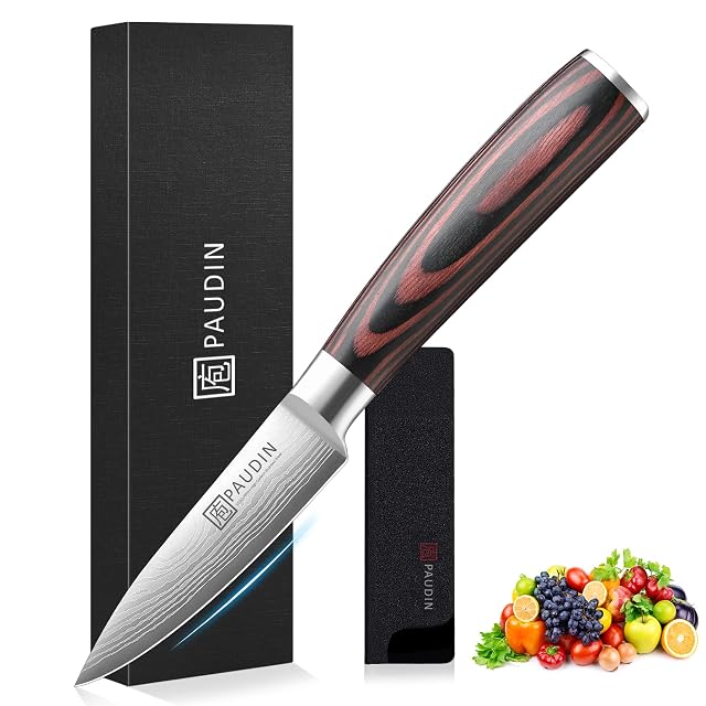 PAUDIN 9 cm paring knife with pakkawood handle