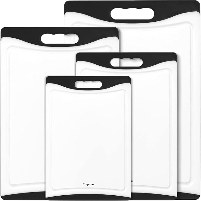 Empune BPA-free plastic cutting board set of 4 with juice grooves extra large
