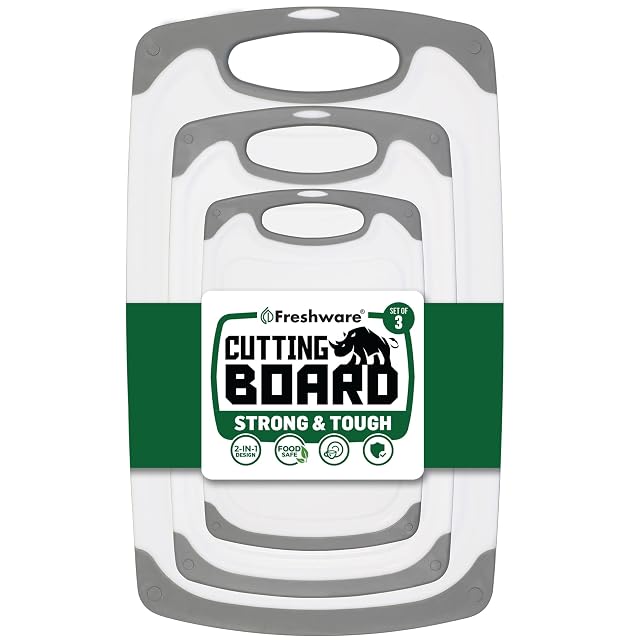 Freshware cutting boards for kitchen chopping board 3 pack with juice grooves