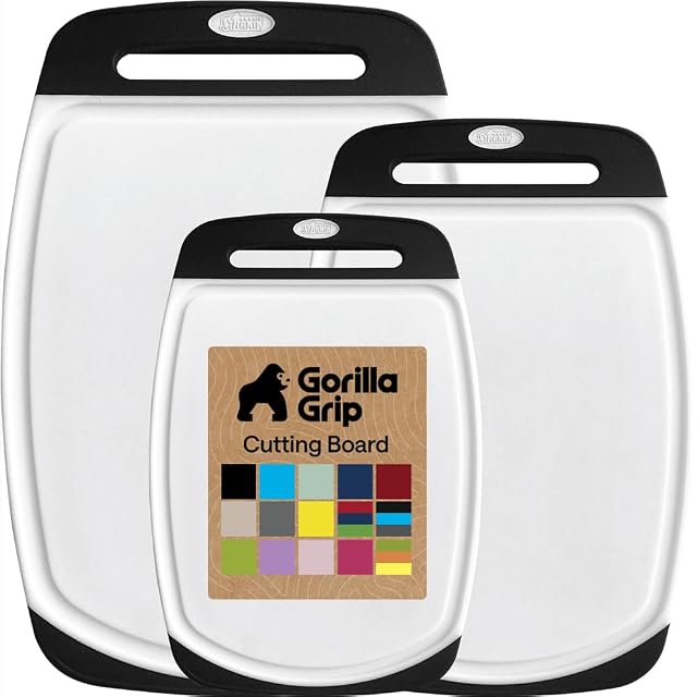 Gorilla Grip cutting board set of 3 slip resistant and nonporous in black