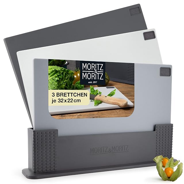 Moritz & Moritz 2920 3-piece plastic chopping board set with stand