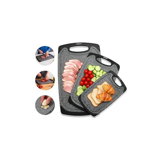 Viretang plastic cutting boards set of 3 BPA free dishwasher safe