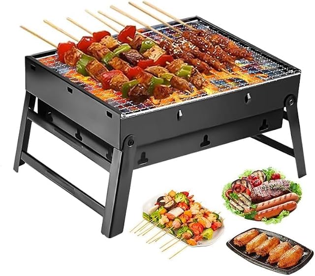 Minxchen foldable 17 inch portable charcoal BBQ grill in stainless steel