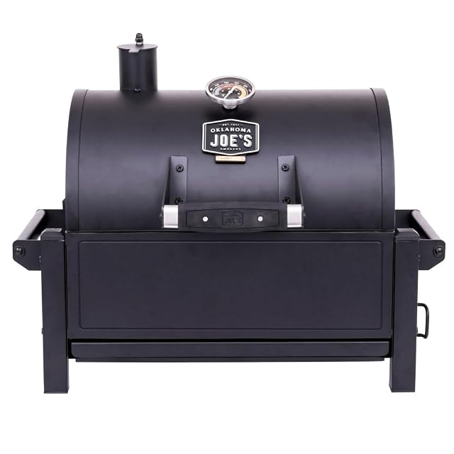 Oklahoma Joe’s Rambler portable tabletop charcoal grill with cast iron grates