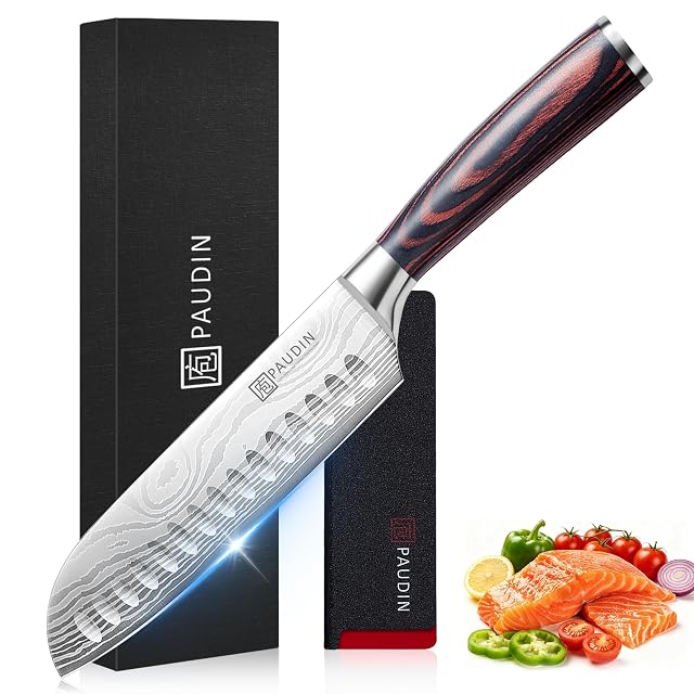 PAUDIN 17.8 cm santoku knife with pakkawood handle
