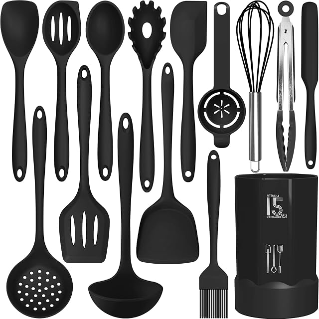 AOTHOD silicone cooking utensils set heat resistant kitchen utensils