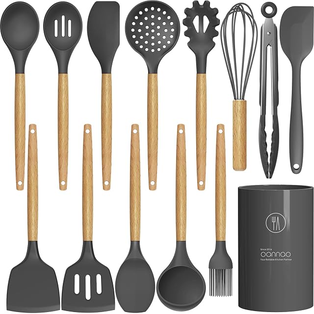 oannao silicone cooking utensils kitchen utensil set heat resistant