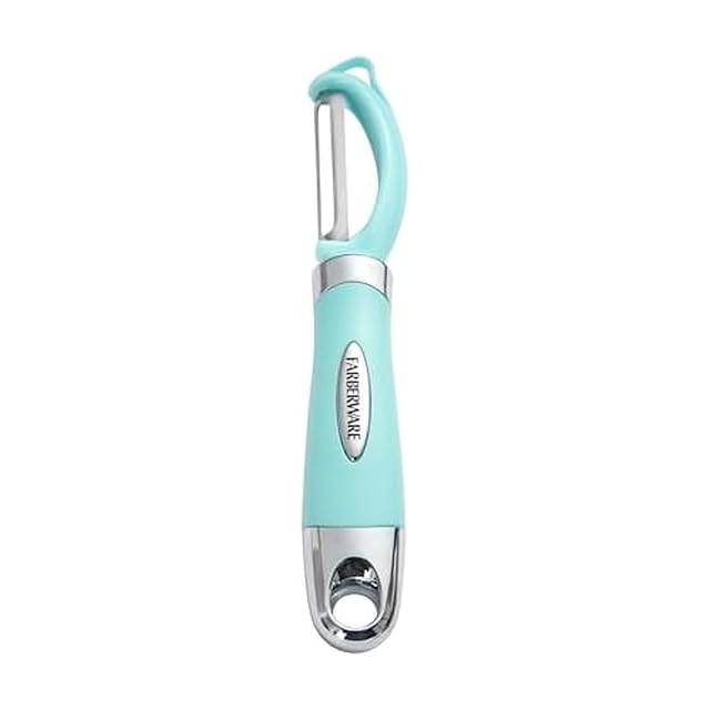 Farberware Euro vegetable peeler with swivel blade in aqua sky