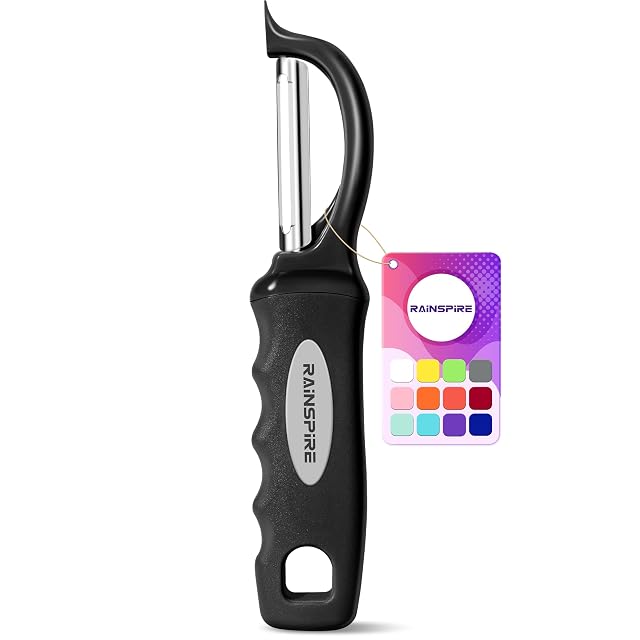 Rainspire swivel vegetable peeler with comfort handle in black