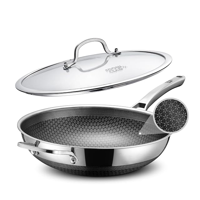 SNOWCLAD 32 cm tri-ply stainless wok with lid