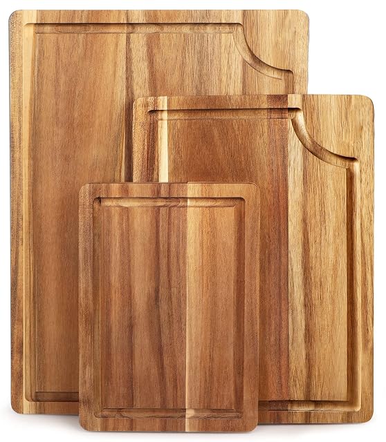 AIDEA acacia wood cutting board set of 3 with juice groove