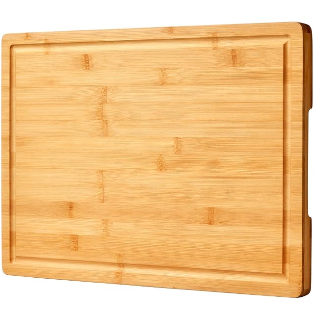 Allsum bamboo cutting board 18 inch large wood charcuterie cheese board