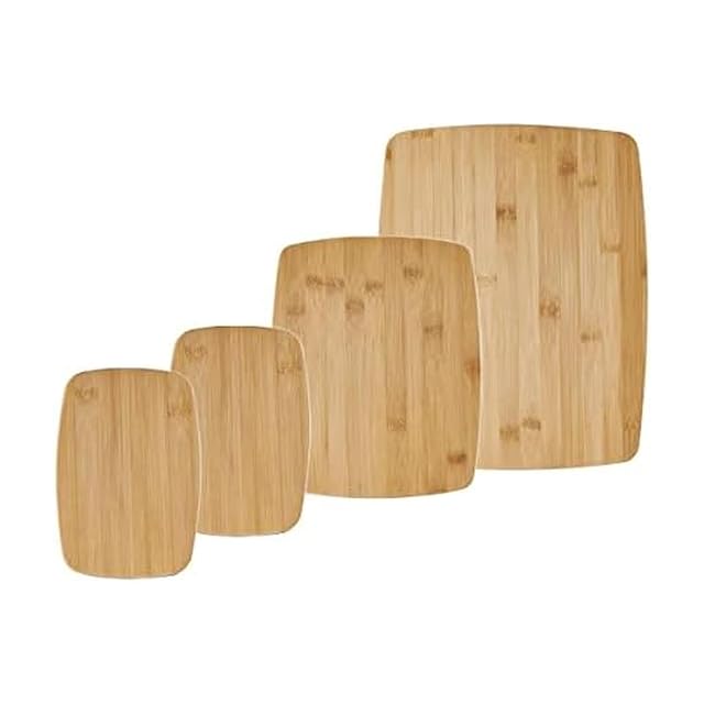 Farberware bamboo cutting board set 4 piece reversible
